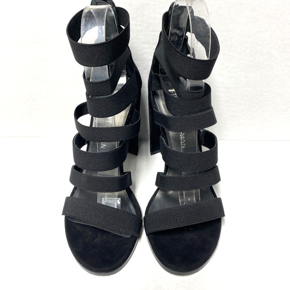Stuart Weitzman Mummy Sandal Black 3.75" Block Heel Elastic Cage Open To… - Picture 4 of 10